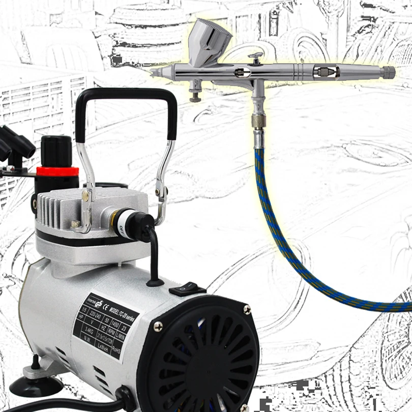 Коло Краски точности деталей AB 180 Аэрограф Наборы с воздушным компрессором TC 20B