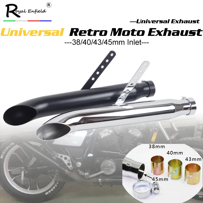 

Universal Vintage Motorcycle Exhaust Muffler Retro Classic Electroplating Escap Moto for cg125 sr400 cb500 vt500 Cafe Racer 300