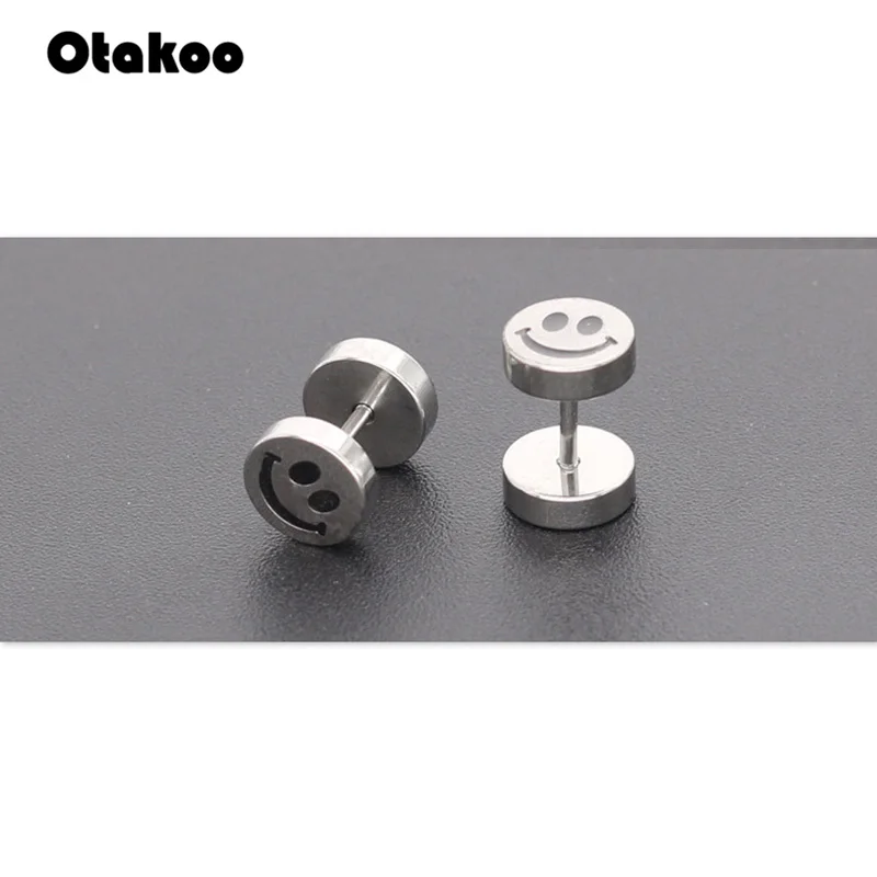 Otakoo серьги Модные ювелирные изделия штанга улыбающееся лицо гвоздики пирсинг