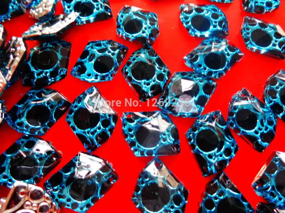 Бесплатная доставка оптовая продажа Пришивные Акриловые стразы 13*17 мм с синим
