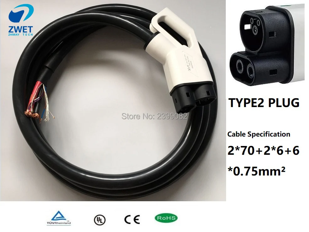 ZWET IEC 62196 Тип 2 CCS штекер с кабелями 5 м DC 200A/600 в европейский рынок CE 200A CCS адаптер Тип 2 штекер