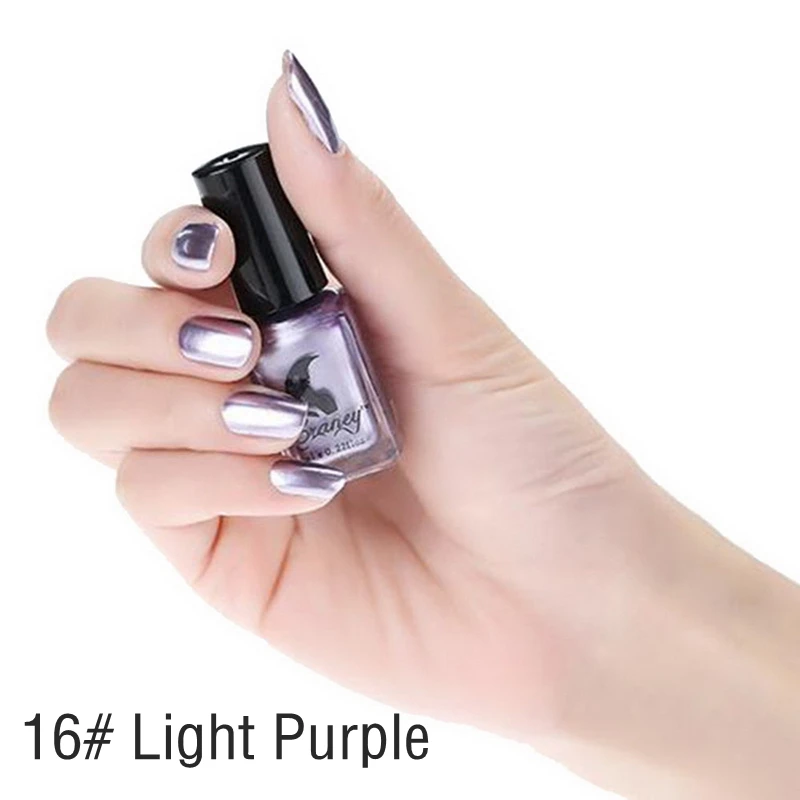 light purple 17 цветов, модный металлический зеркальный лак для ногтей, 6 мл, долговечные Лаки, титановые ногти, зеркальный дизайн, серебряный лак для ногтей - Цвет: light purple