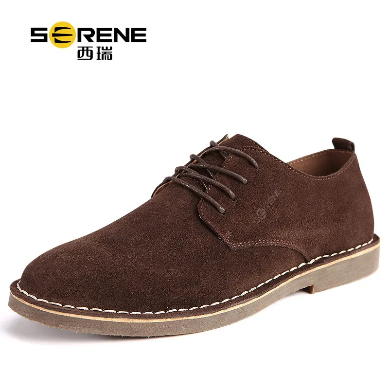 SERENE Brand 6308 Autumn Fashion High Quality Cow Suede Men's Shoes British Popular Low Top Lace Up Business Casual Desert | Обувь
