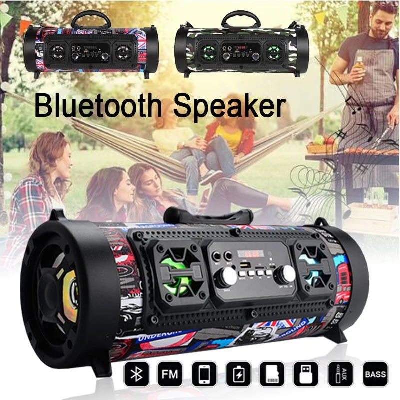 Микрофон портативный Bluetooth динамик сабвуфер AUX USB смартфон беспроводной