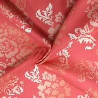 leolin elastic lycra cotton cloth twill diy clothing dress wholesale skirt red gold printing flowers fabric 50cm
