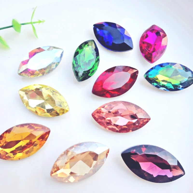 50 шт розовое стекло блестящие стразы кристаллы конские глаза остроконечные