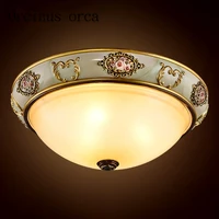 european luxury glass ceiling lamps bedroom dining room aisle american retro resin engraving ceiling lamp free shipping