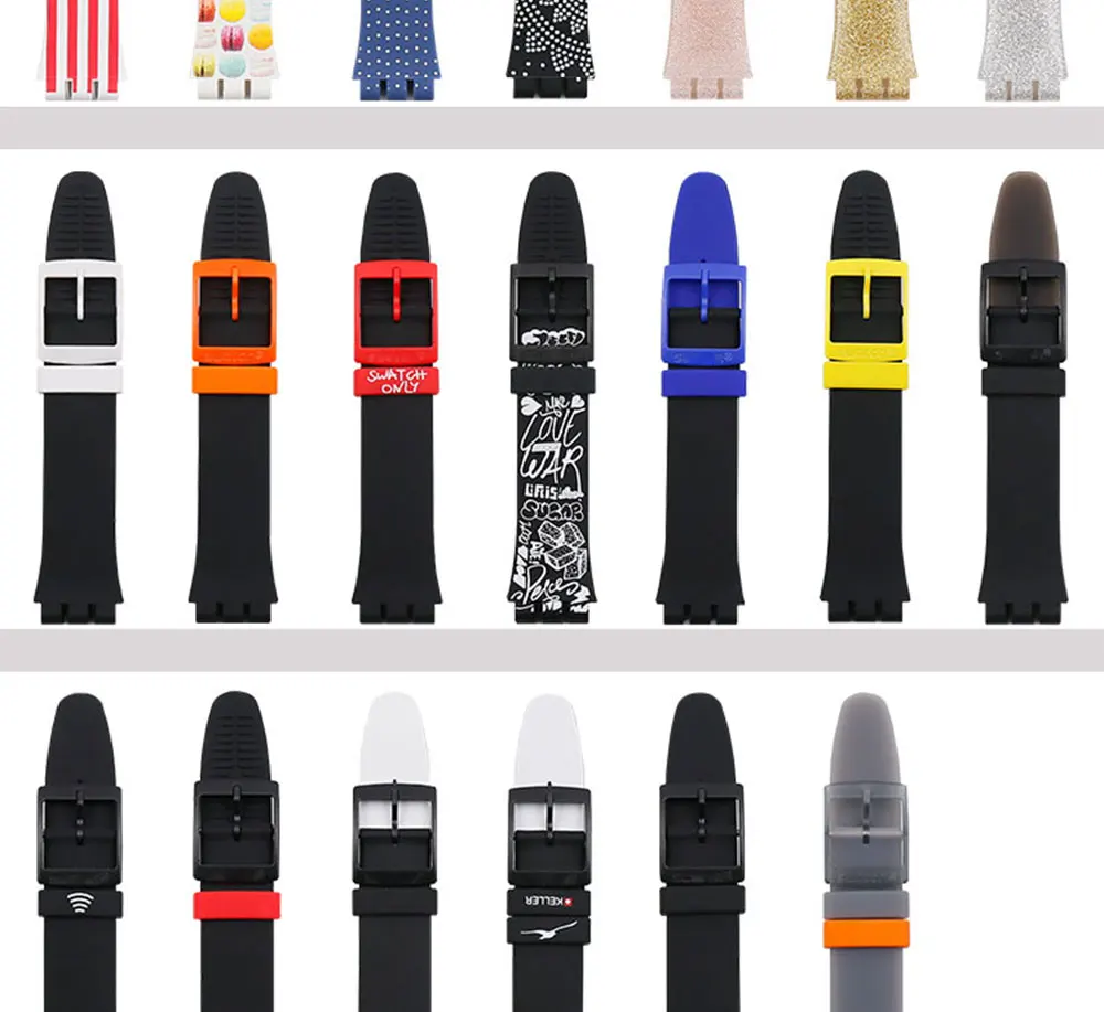 Силиконовый ремешок Мужские аксессуары для часов Пряжка 19 мм для Swatch SUOB704 SUOZ147SUOW701 спортивный водонепроницаемый ремешок для часов