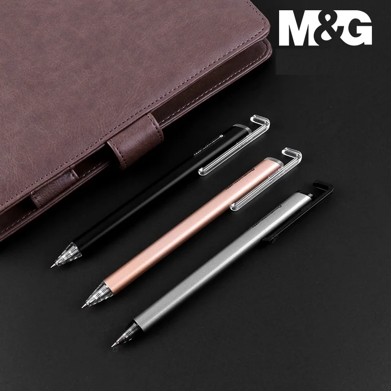 M& G 10 шт./лот, многофункциональный держатель для телефона, гелевая чернильная ручка, 0,5 мм, выдвижные, очень тонкие ручки-роллеры, черные, синие, офисные принадлежности