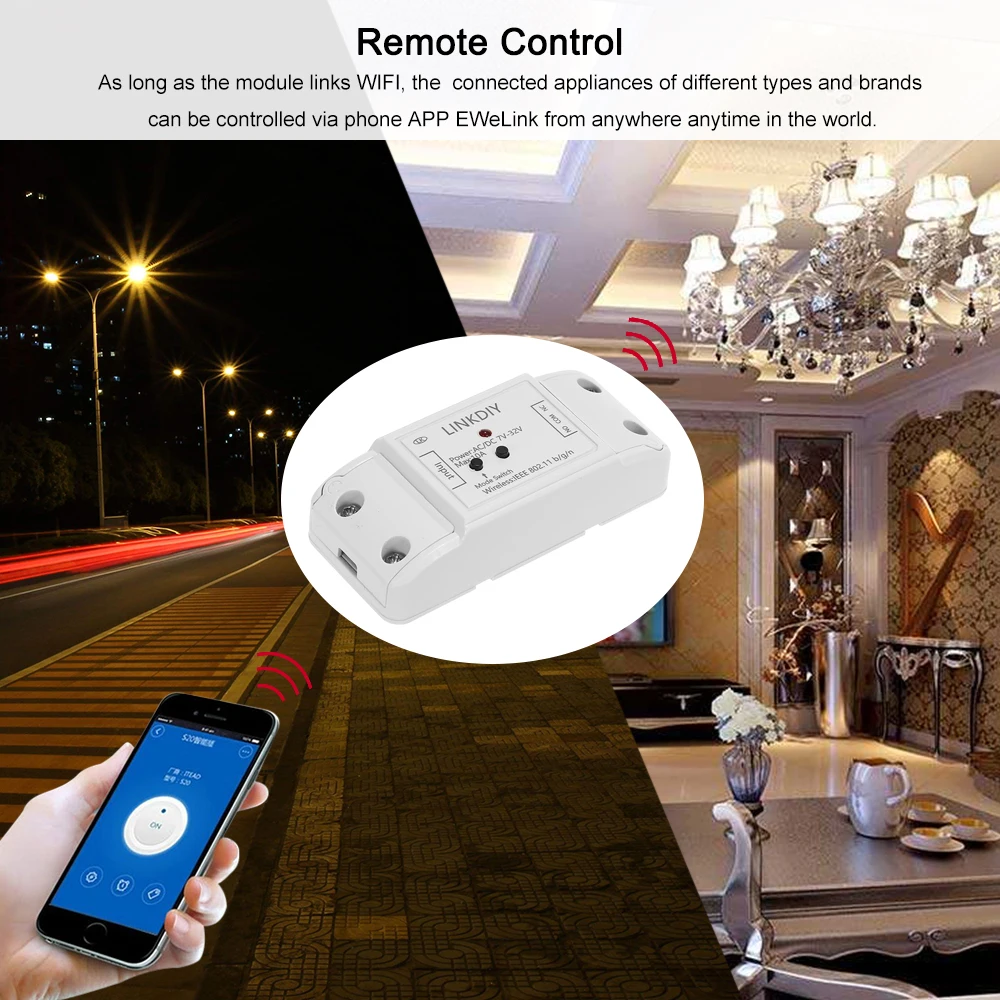eWeLink Smart Wifi Switch Module 1CH DC/AC7-32V Wireless Timer Phone APP Remote Control for Home | Электроника