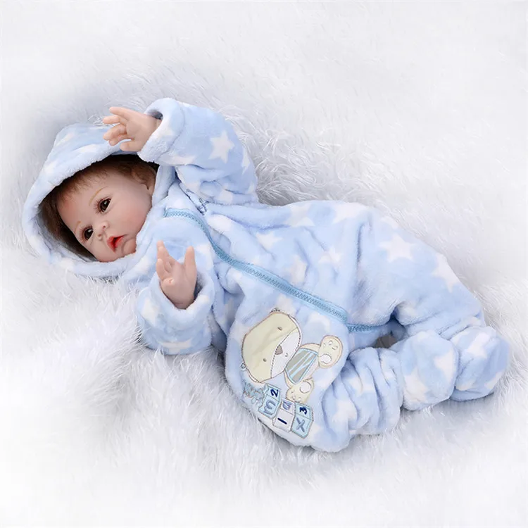 

Силиконовая кукла reborn, 22 дюйма, мягкая на ощупь, с розовой/синей одеждой, подарок для детей