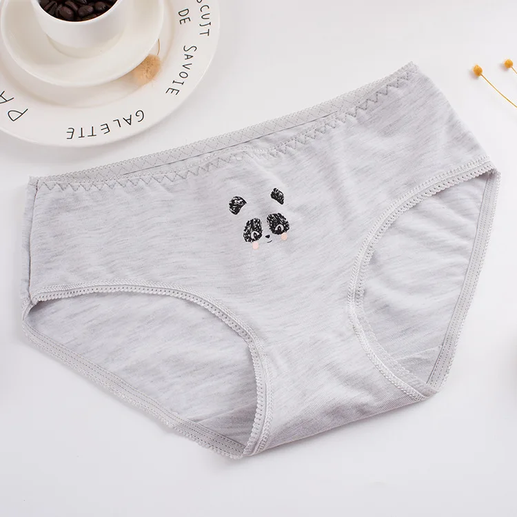 Модное женское нижнее белье с рисунком панды из мультфильма, хлопковые трусы с низкой талией и бантом, милые одноцветные трусы в полоску для девочек L XL