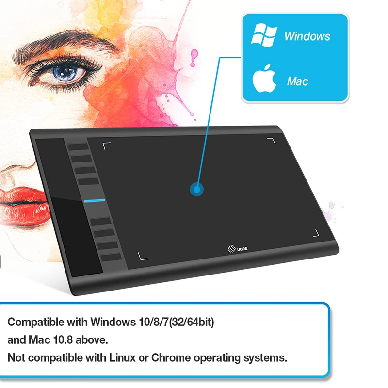 Ugee M708 цифровые графические планшеты для рисования 10*6 дюймов графический планшет