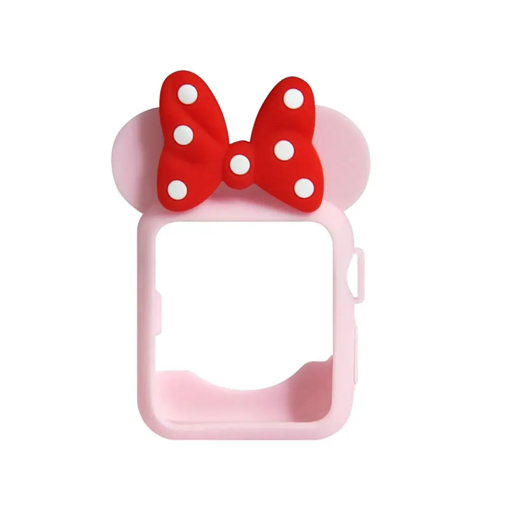 Pink Red 2 Силиконовый чехол для Apple watch 3 2 1 42 мм 38 мм милый женский мультяшный резиновый чехол для часов hello kitty Minnie для Iwatch 3 2 1 - Цвет ремешка: Pink Red 2