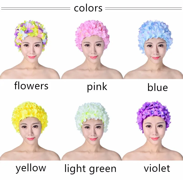 Женская водонепроницаемая шапочка для плавания с объемными лепестками большая и