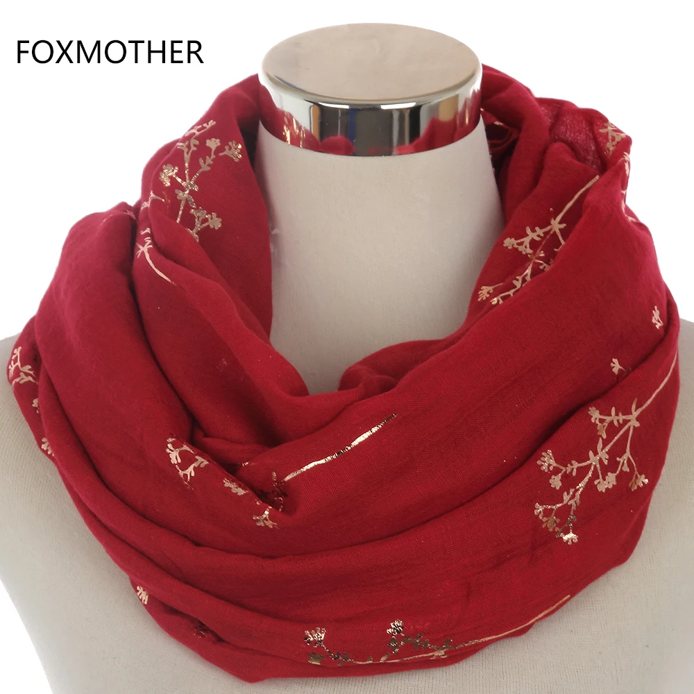 Женский шарф FOXMOTHER, новый дизайн, черный, серый, темно-синий цвет, блестящий цветочный шарф с ветками дерева и знаком бесконечности (art.: 7a4333eb3) - 7a4333eb3