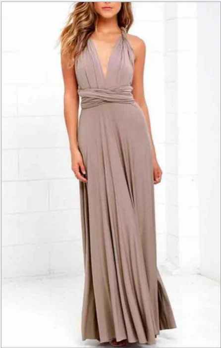 Light Khaki Sexy dress Multiway Wrap Convertible Boho Maxi Club Red Dress Bandage Long Dress Party Bridesmaids Infinity Robe Longue Femme - Цвет: Light Khaki