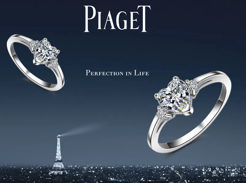 Женские обручальные кольца CC в форме сердца из стерлингового серебра 925 пробы