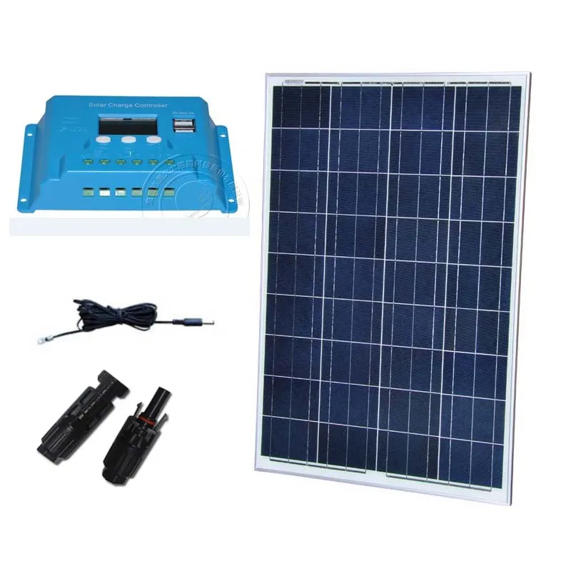 

Kit Solar Panel 12v 100w Solar Chare Controller 12/24v 10A PWM LCD Caravana Camp Boats and Yachts Car Roof Motorhomes LED