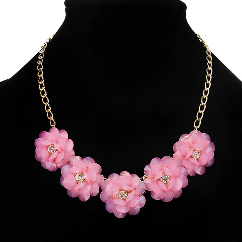 2017 Новая Мода Конфеты Цветок Choker Ожерелье Женщины Роскошные красочные акриловые