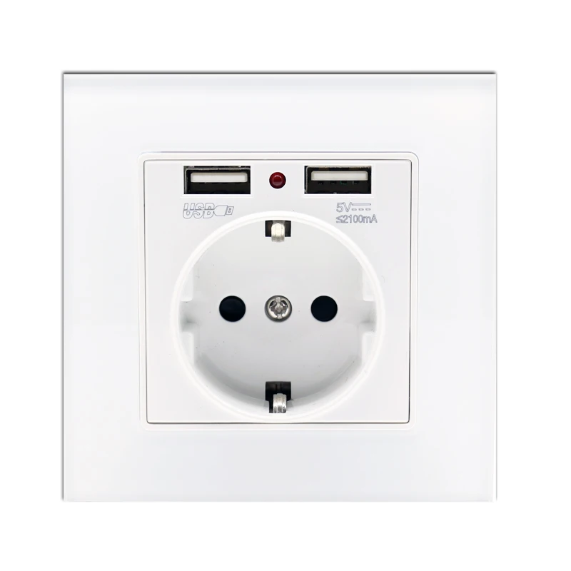 Настенное зарядное устройство с двумя USB портами 2 1 А|dual wall socket usb|panel pcpanel |