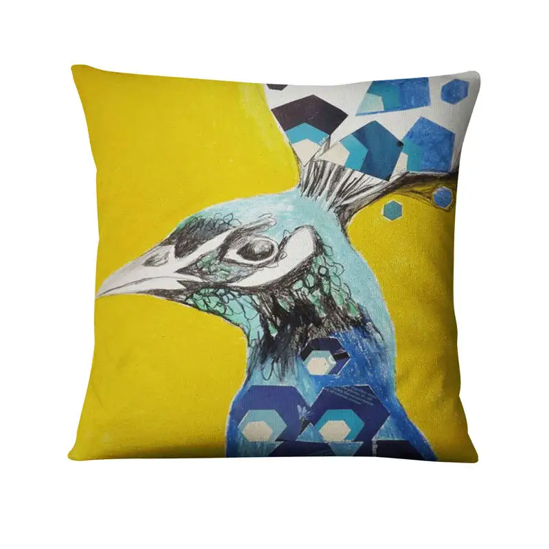 Watercolor Animal Digital Printed Pillowcase Abstract Ethnic Painting Cushion Decorative Pillow Almofadas Decorativas 45*45cm | Дом и сад