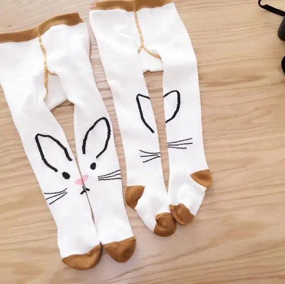 Новые колготки в Корейском стиле с рисунком кролика для маленьких девочек милые