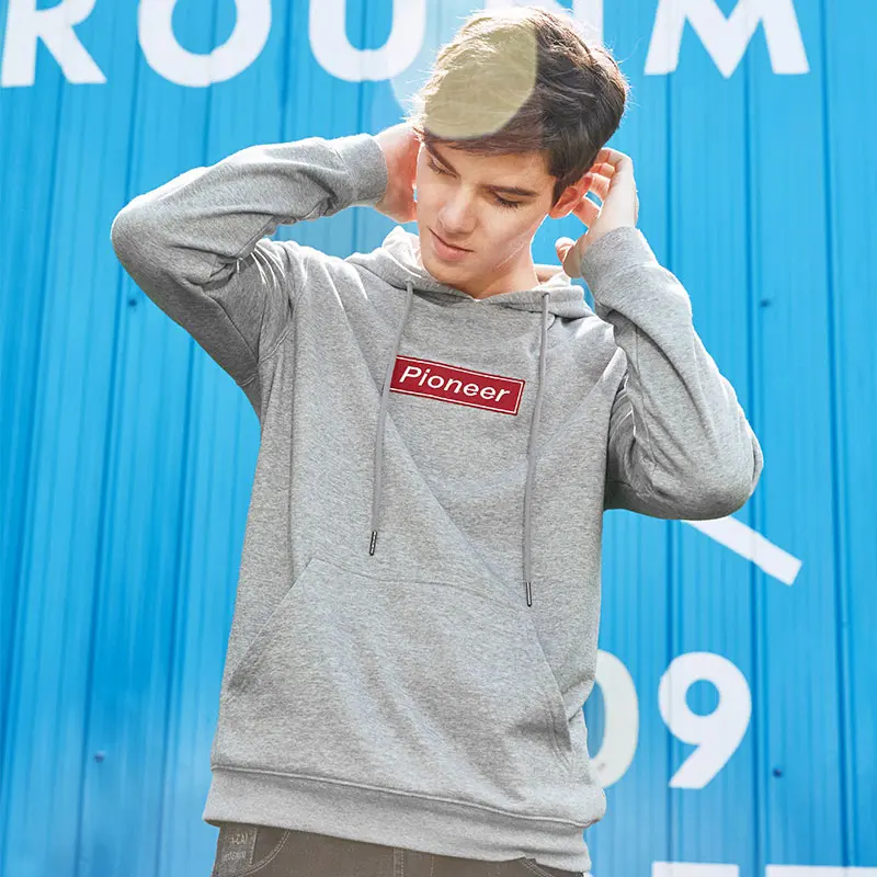 Пионерский лагерь, толстовки с капюшоном, Мужская брендовая одежда с простым буквенным принтом, Мужская толстовка с капюшоном, Толстовка Высокого Качества, спортивный костюм размера плюс AWY702305 - Цвет: Серый