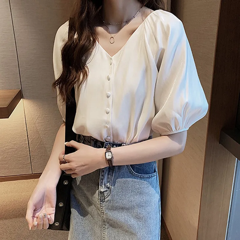 Модная шифоновая Офисная Женская рубашка женская блузка с длинным рукавом и v