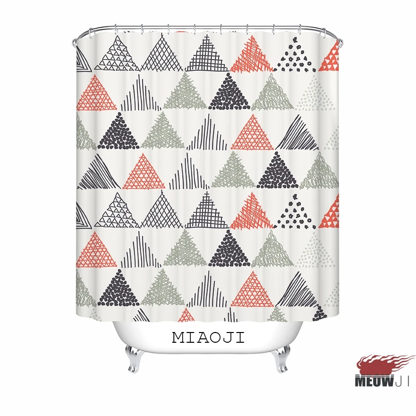 [MIAOJI] Trendy Geometric Pattern Nordic Minimalist Shower Curtain Waterproof Multi Sizes Bathroom Decor Free Shipping | Дом и сад