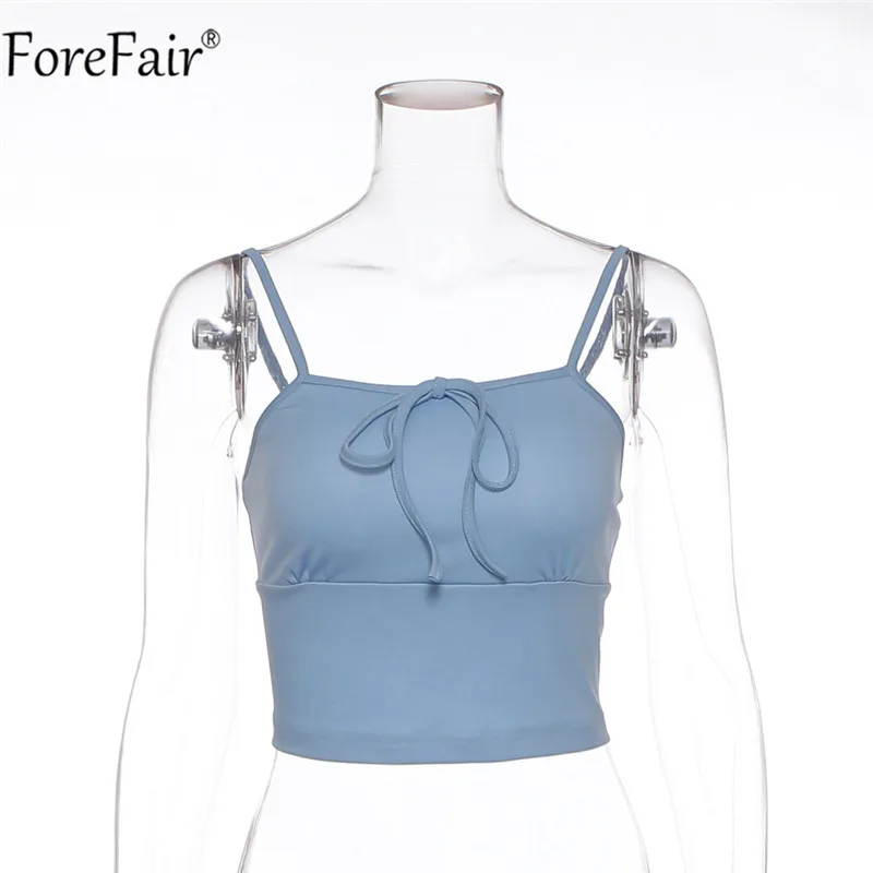 Женский укороченный топ с открытой спиной ForeFair неоновый зеленый на бретельках
