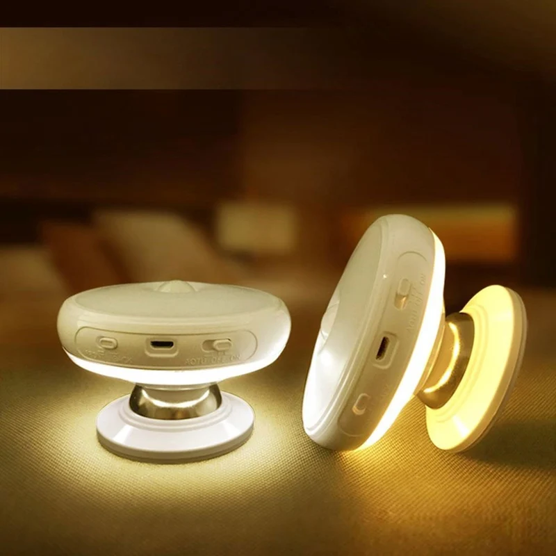 360 градусов вращающийся датчик движения светодиодный ночник USB перезаряжаемая