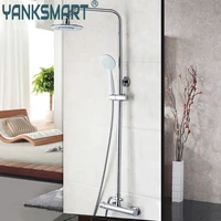 yanksmart bathroom wall mounted plished chrome contemporary bathtub thermostatic mixer valve rainfall handheld shower head sets