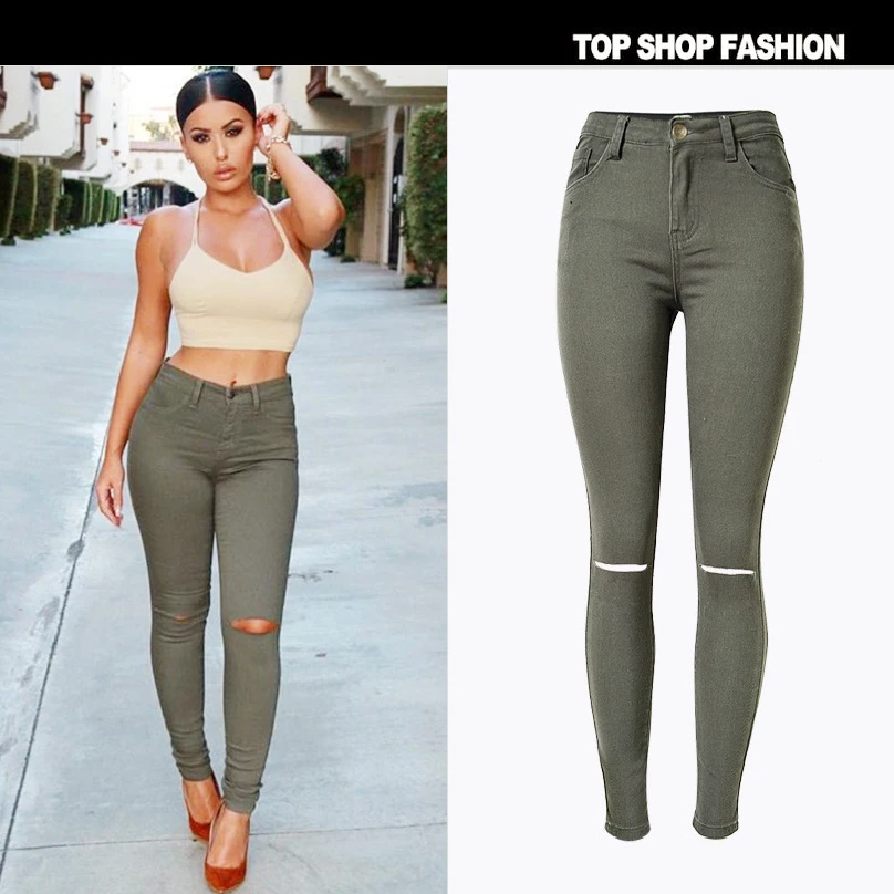 Liva Girl Fashion Women Jeans pants Popular mendicant to break the high waist elastic jeans of cultivate one's morality |