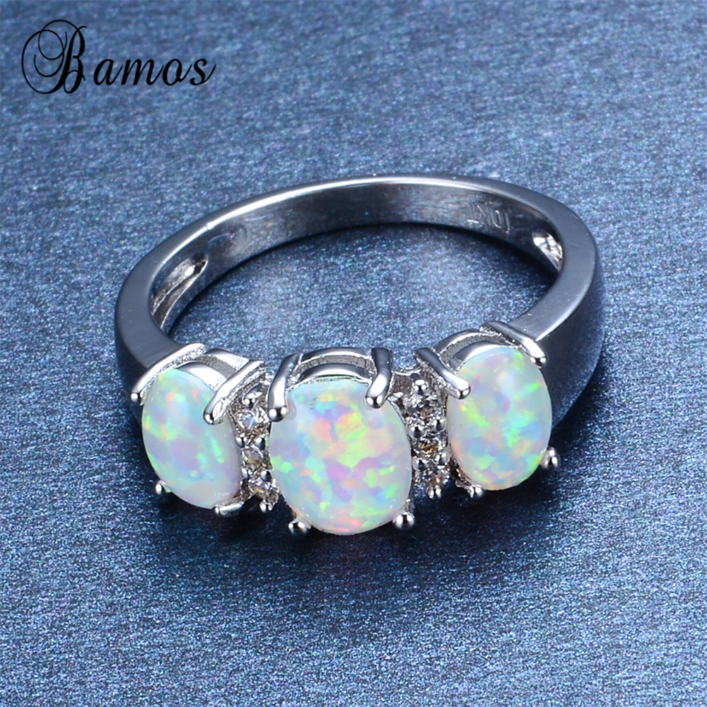 Кольцо женское из белого золота с опалом и кристаллами|fire opal ring|opal ringring for |
