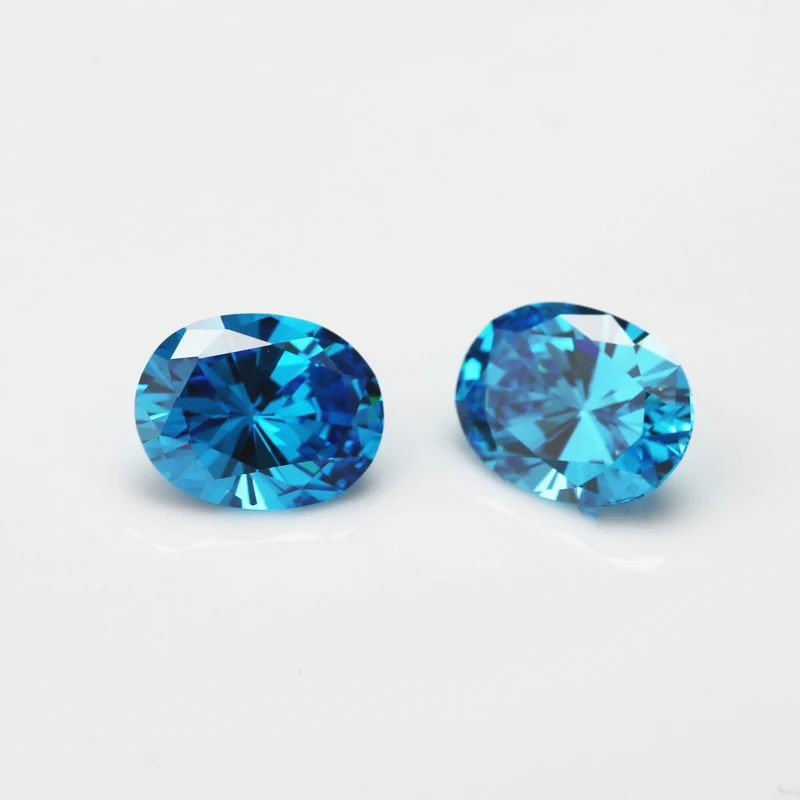 Size 2x3~13x18mm Oval Shape 5A SeaBlue CZ Stone Synthetic Gems Blue Cubic Zirconia For Jewelry images - 6