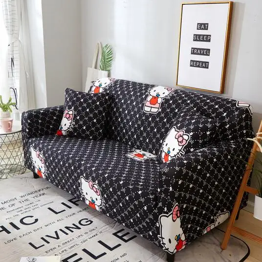 Cartoon Cats Printed Suitable for Single/Double/Three/Four Seat Sofa Slipcover with Elastic Band | Дом и сад