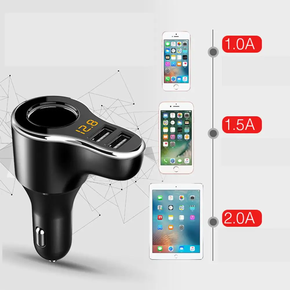 Двойной Переходник USB для зарядки в машине Быстрая зарядка с Volmeter прикуриватель