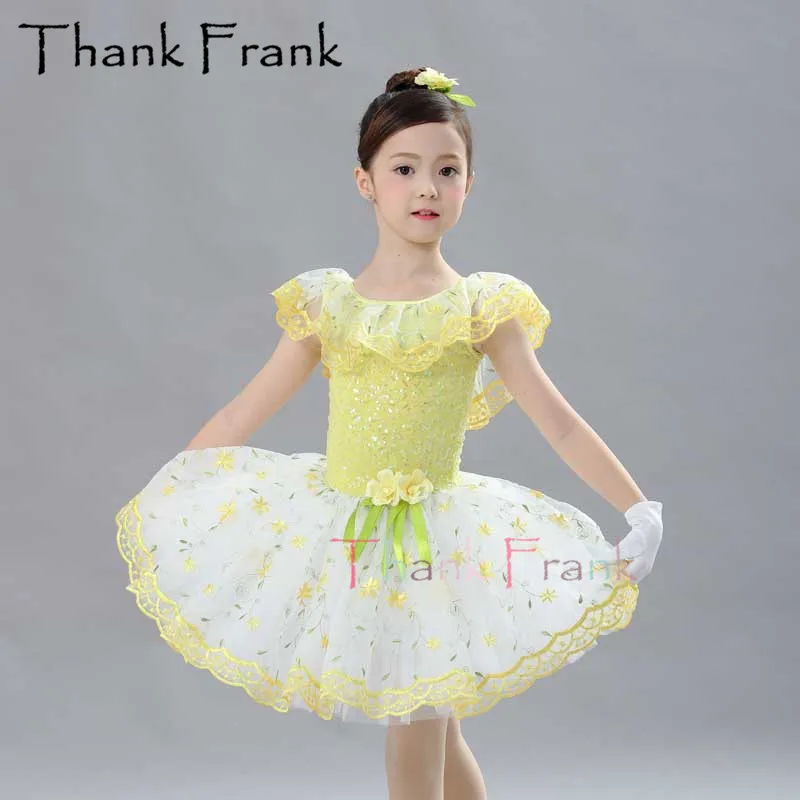 Neue Ballett Tutu Kleid Mädchen Kind Gelb Prinzessin Rock Dance Kostüme Kinder Gymnastik Trikots Kleider Frauen Festival Kleidung