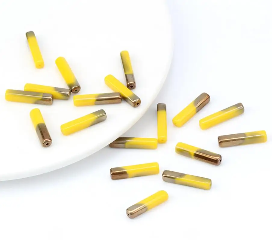 yellow MEIBEADS, 20 шт./лот, цветные тонкие прямоугольные бусины для женщин, браслет из бусин, сделай сам, ожерелья, подвески, ювелирные изделия - Цвет: yellow
