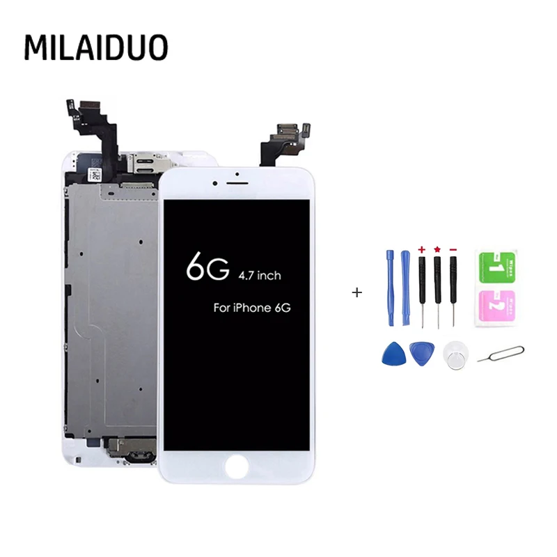 ЖК-дисплей для iPhone 6 6plus 6s 6s Plus сенсорный экран дигитайзер+ кнопка домой+ фронтальная камера+ ушной динамик полная сборка Замена
