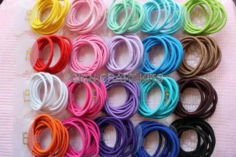 

Free Shipping sale set of 400pcs assorted colors adult Girl Kids Tiny Hair Bands Elastic Ties Ponytail Holder 40mm dia