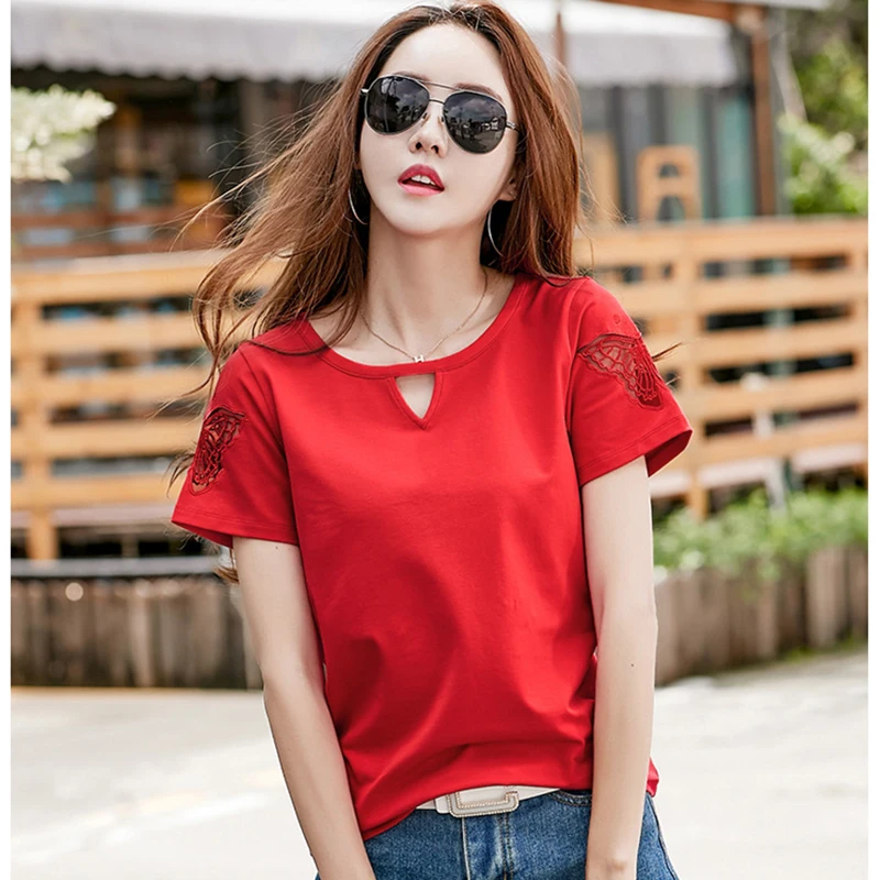 

Hollow Out kawaii t shirt women t-shirt cotton tshirt plus size summer tops for women 2018 tee shirt femme casual funny t shirts