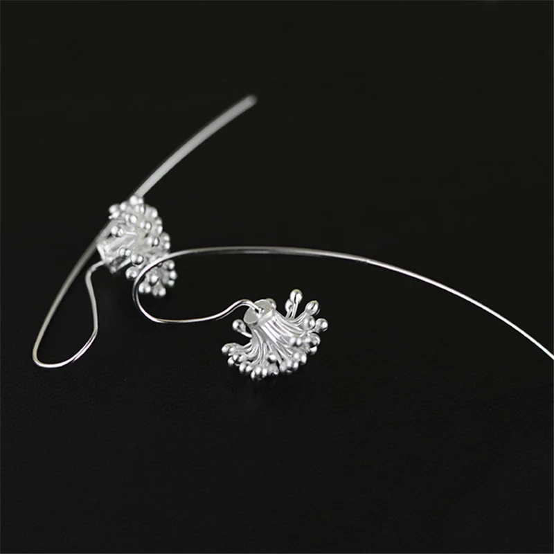 Lotus Fun реальные 925 Серебро Природный ручной Fine Jewelry нежный цветок висячие серьги для женщин brincos