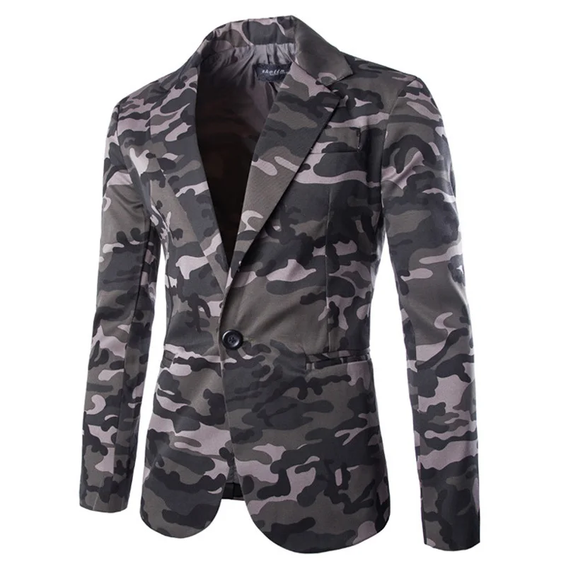 Мужской повседневный Блейзер TANGNEST камуфляжный пиджак на одной пуговице