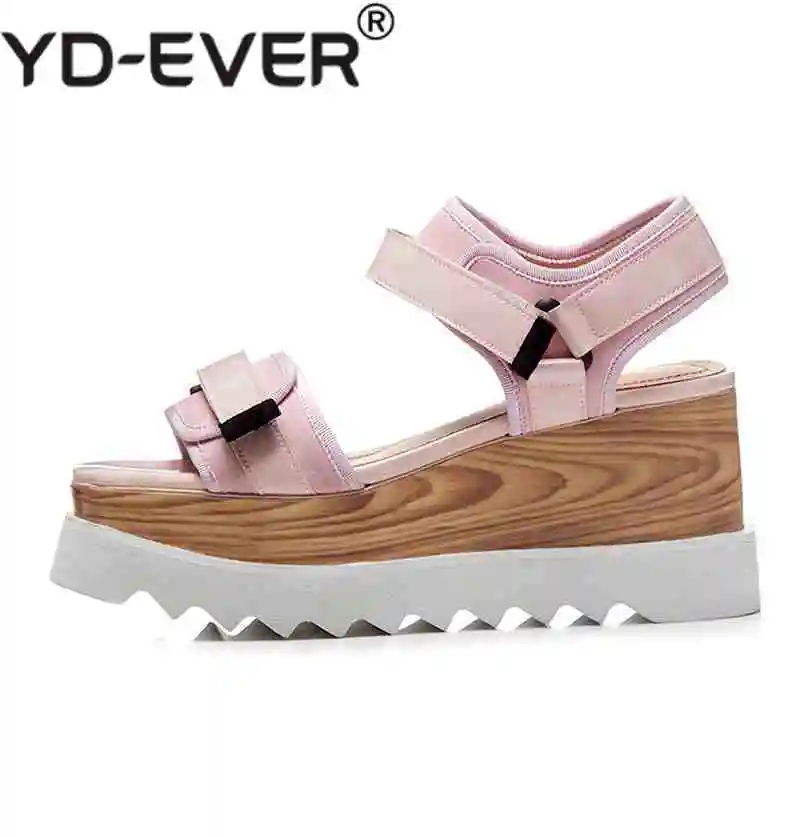 YD-EVER Роскошные замшевые туфли на танкетке с толстой подошвой высоком каблуке