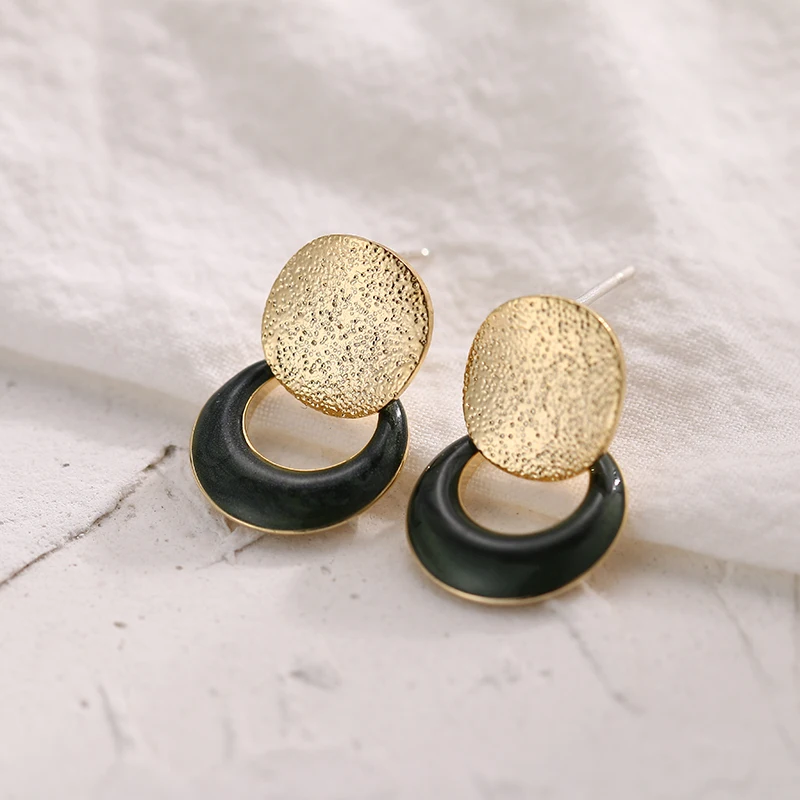 YMYW New Korean Small Geometric Enamel Sweet Earrings Exquisite Copper Charm Oorbellen Brincos 2019 for Women Party Jewelry Gift | Украшения