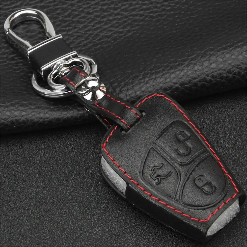 Jingyuqin 3 кнопки кожаный чехол для ключа автомобиля Mercedes Benz B C E ML S CLK CL ключ без