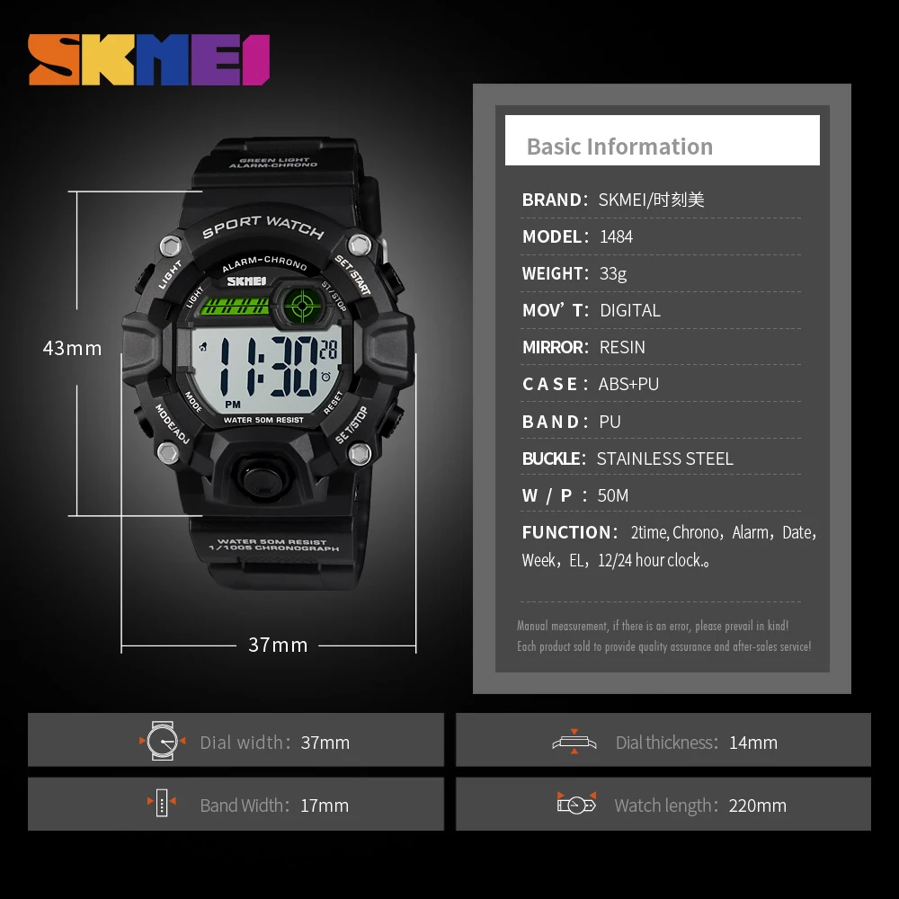 

SKMEI NEW Kids Watches Digital Wristwatch 50M Waterproof Plastic Case Alarm Boys Girls Children Watch 1484 reloj