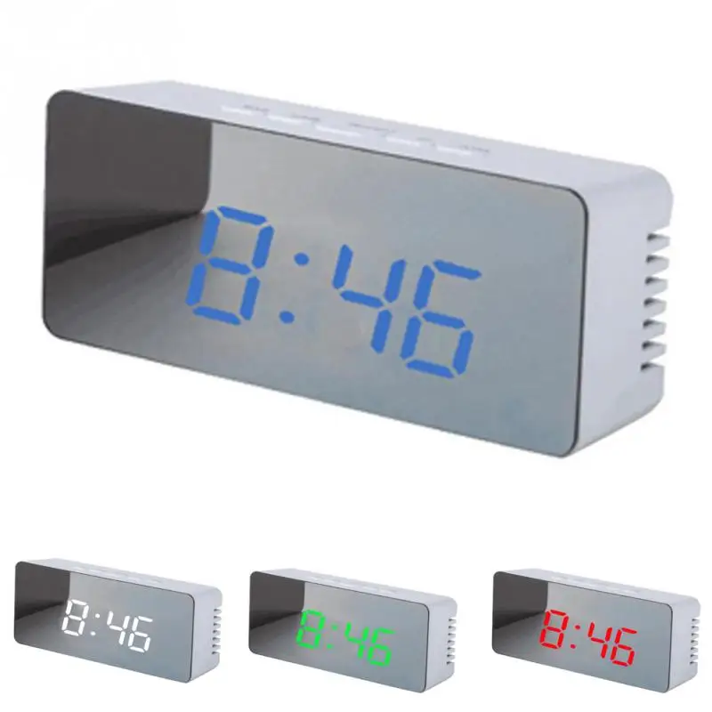 Светодиодный зеркальный будильник часы цифровой Повтор настольные светильник